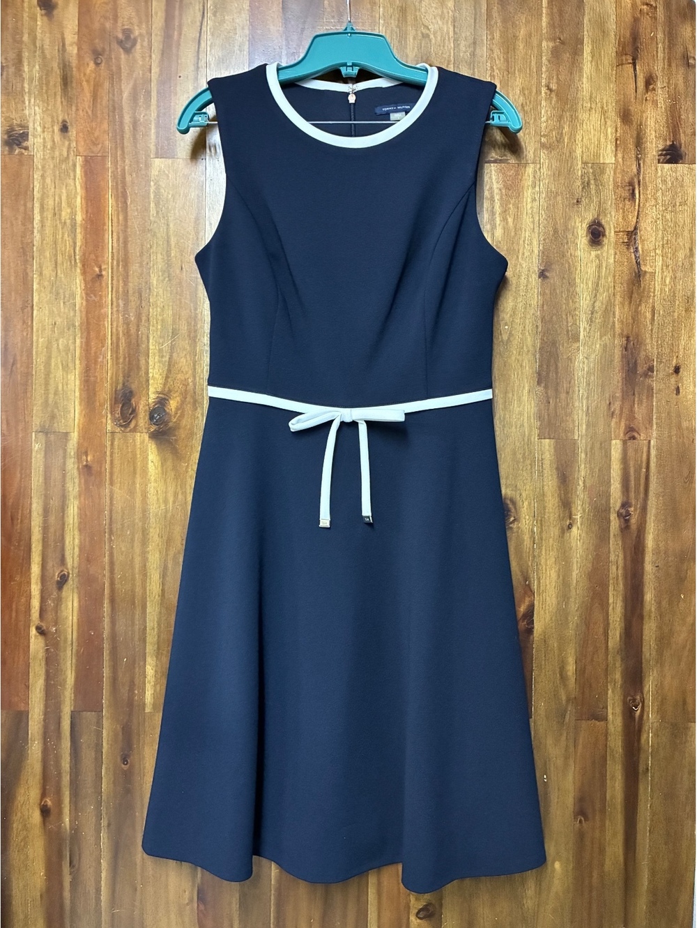 Tommy Hilfiger Navy White Fit & Flare Dress Size 4 Preppy Nautical Classic